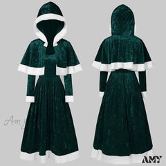 Amy Fashion - Retro Christmas O-Neck Long Sleeve Two-Piece Shawl Dress