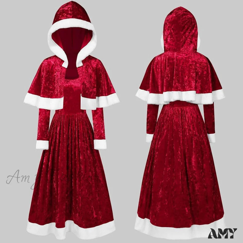 Amy Fashion - Retro Christmas O-Neck Long Sleeve Two-Piece Shawl Dress