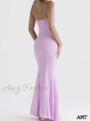 Amy Fashion - Retro Slim Fit For Women Sleeveless Strap Bodycon Backless V-Neck Formal Club Night
