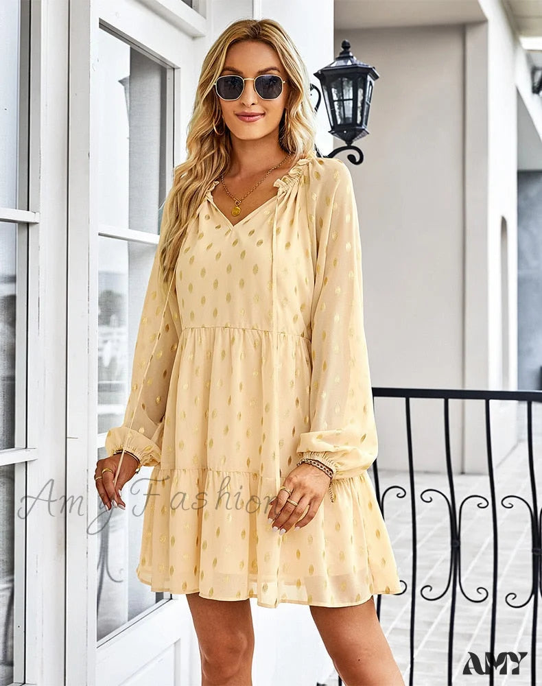 Amy Fashion - Retro Spring Autumn Boho Chiffon Holiday Dresses