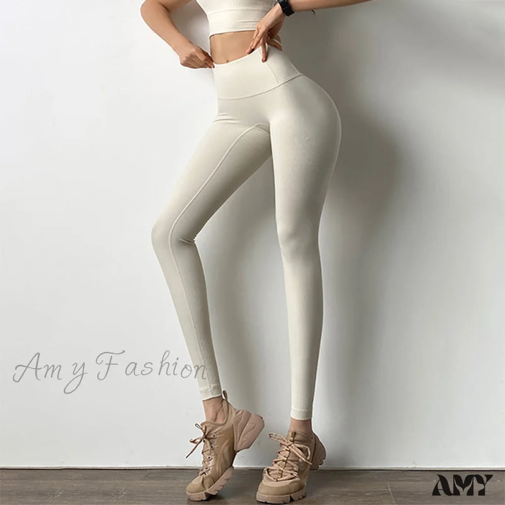 Amy Fashion - Ribbed Yoga Pants Seamless Sports Leggings