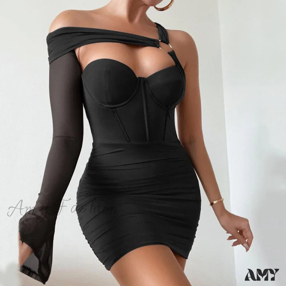 Amy Fashion - Ruched Bodycon Vestidos Backless Sexy Party Dresses 4 / S