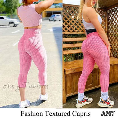 Amy Fashion - Ruched Butt Leggings Capris Pants