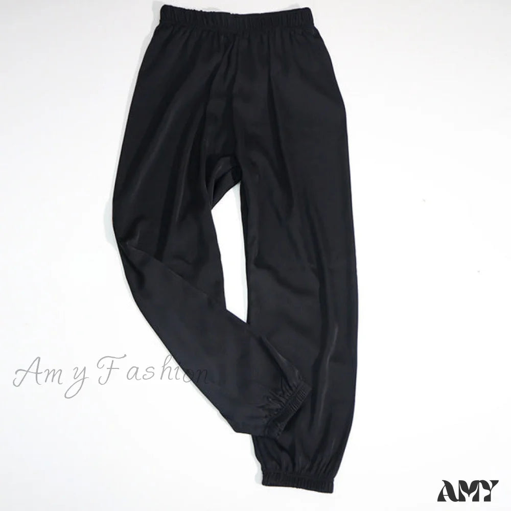 Amy Fashion - Satin Harem Pants Black / One Size