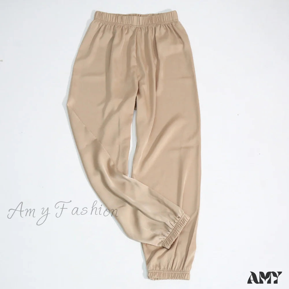 Amy Fashion - Satin Harem Pants Champange / One Size