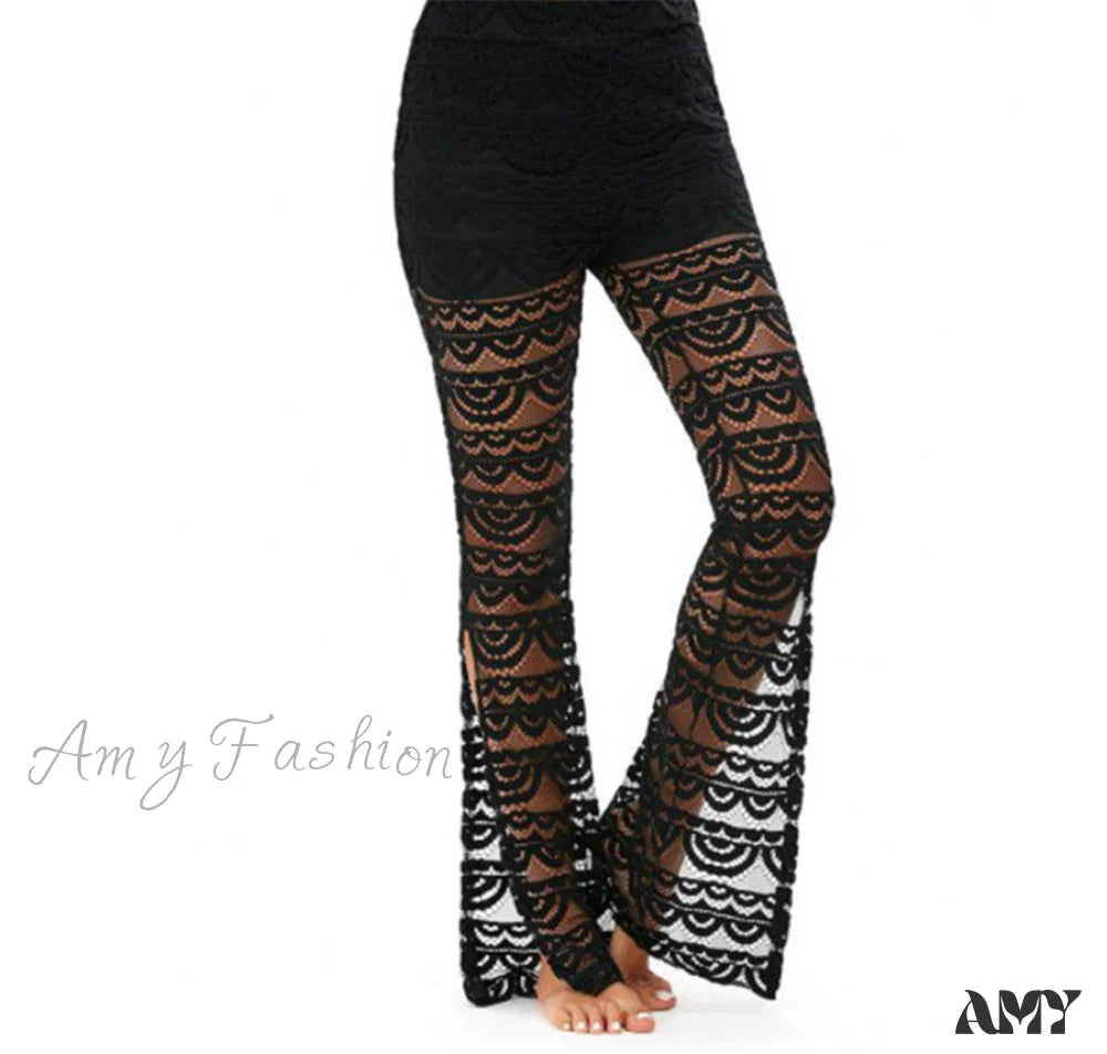 Amy Fashion - Semi Transparent Sexy Lace Pants