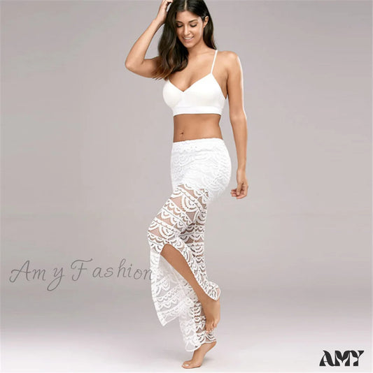 Amy Fashion - Semi Transparent Sexy Lace Pants