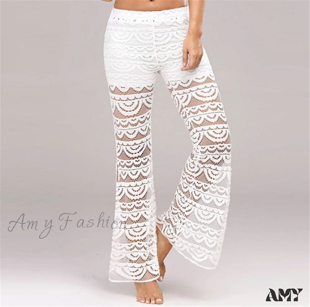 Amy Fashion - Semi Transparent Sexy Lace Pants