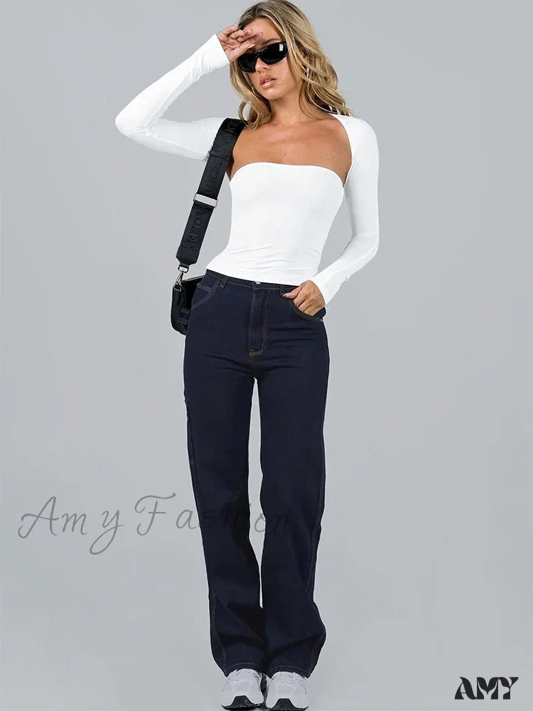 Amy Fashion - Sexy Bra Tie Waist Long Sleeve Tight Cover Crop Top White / Xs