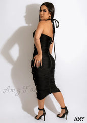 Amy Fashion - Sexy High Slit Lace Up Bodycon Dress