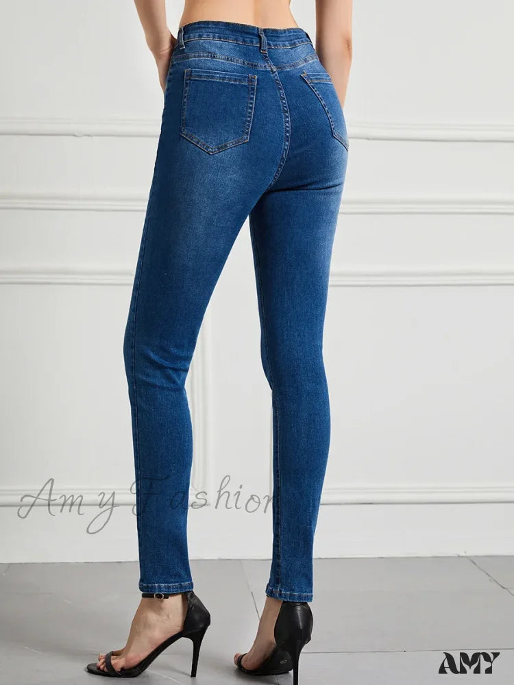 Amy Fashion - Sexy High Waist Slim Vintage Trendy Office Fashionable Stretchy Denim Jean