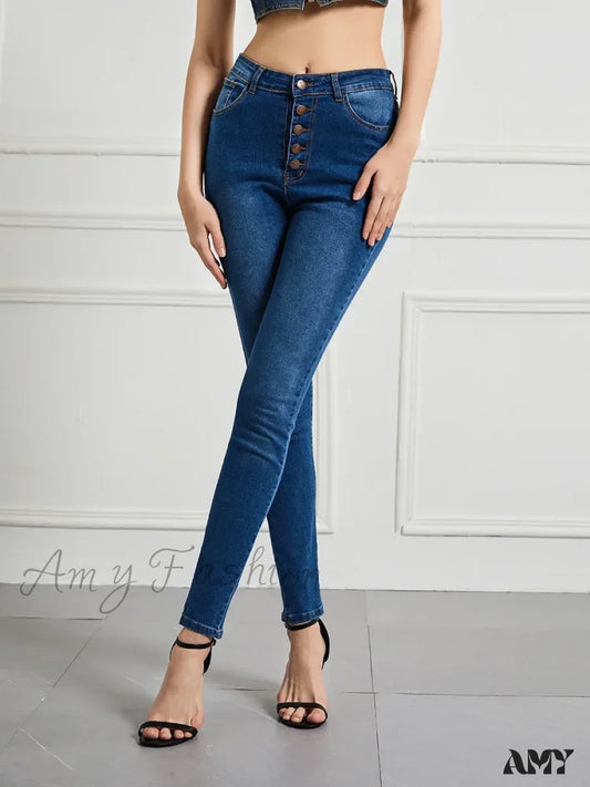 Amy Fashion - Sexy High Waist Slim Vintage Trendy Office Fashionable Stretchy Denim Jean