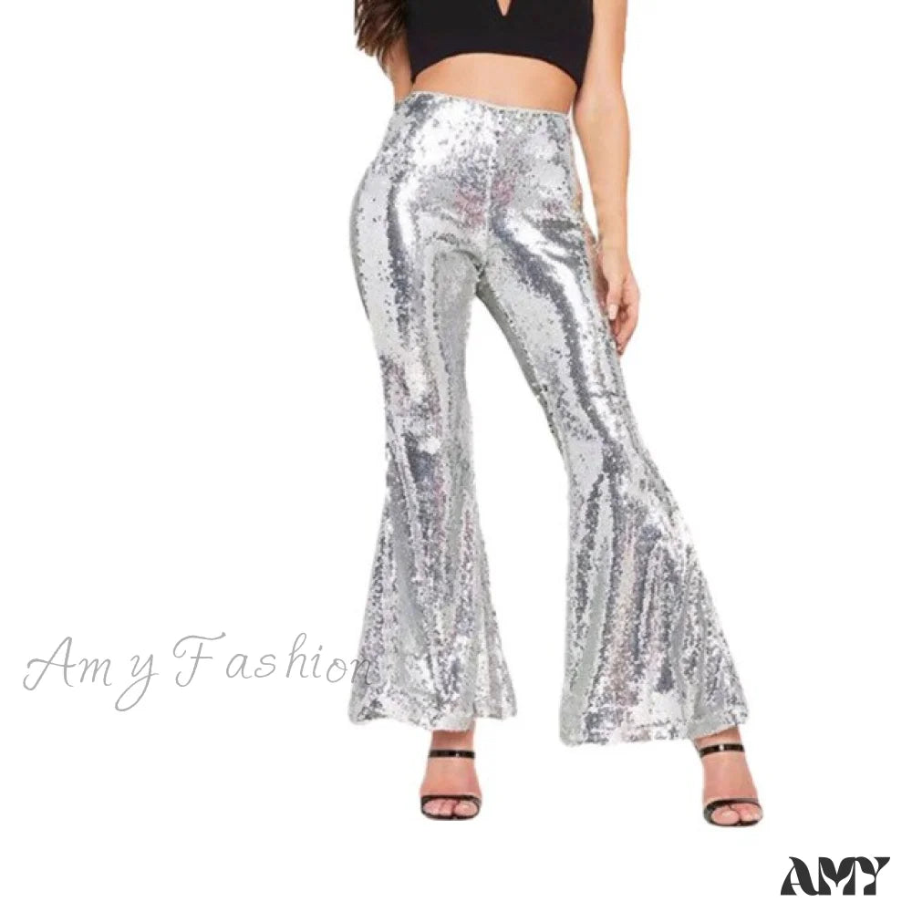 Amy Fashion - Sexy Nightclub See-Through Pants White / S