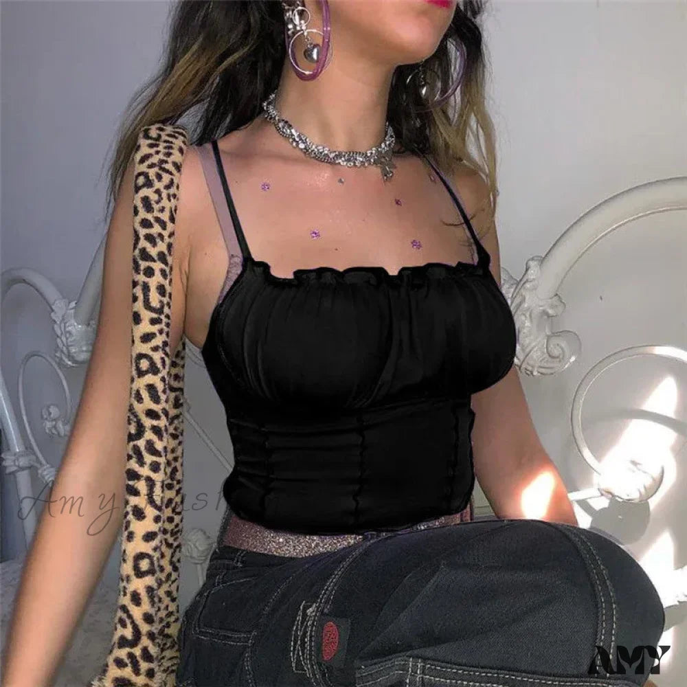 Amy Fashion - Sexy Ruffles Strapless Ruched Slim Camisole Crop Top