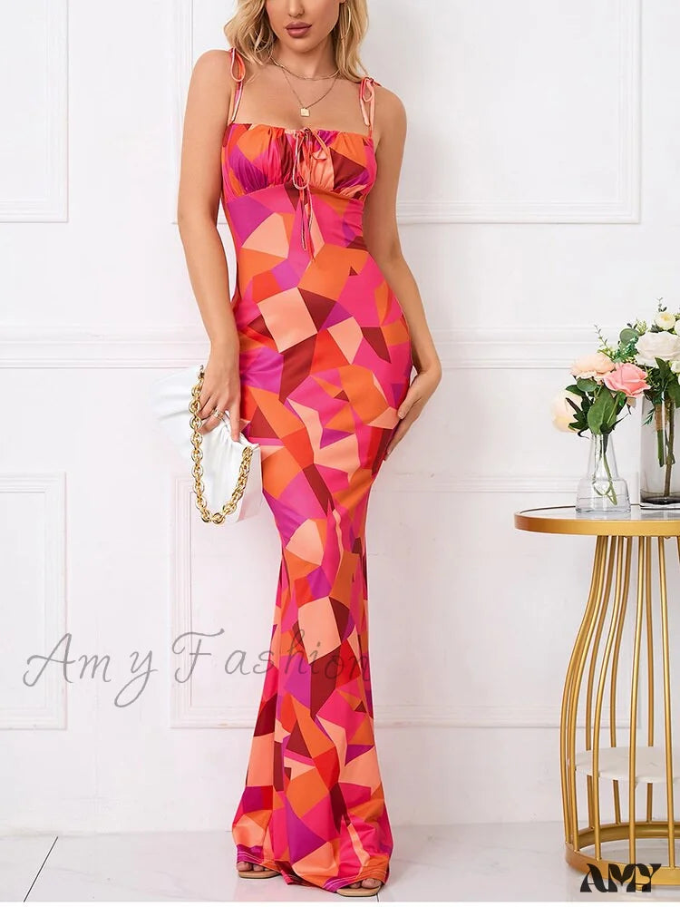 Amy Fashion - Sexy V-Neck Long Maxi Dress Red / S