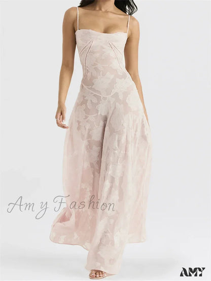 Amy Fashion - Sexy Women Sleeveless Spaghetti Strap Sling Lace Floral Backless Criss-Cross Tie-Up