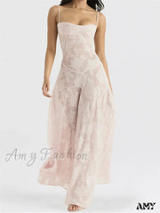Amy Fashion - Sexy Women Sleeveless Spaghetti Strap Sling Lace Floral Backless Criss-Cross Tie-Up