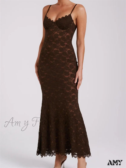 Amy Fashion - Sexy Women Summer Sleeveless Strap Backless V Neck Lace Floral Evening Party Female