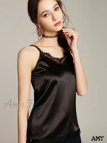 Amy Fashion - Silk Lace Basic Tank Top