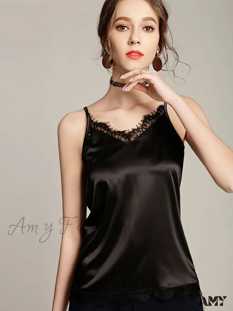 Amy Fashion - Silk Lace Basic Tank Top