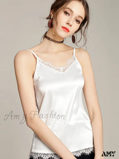 Amy Fashion - Silk Lace Basic Tank Top