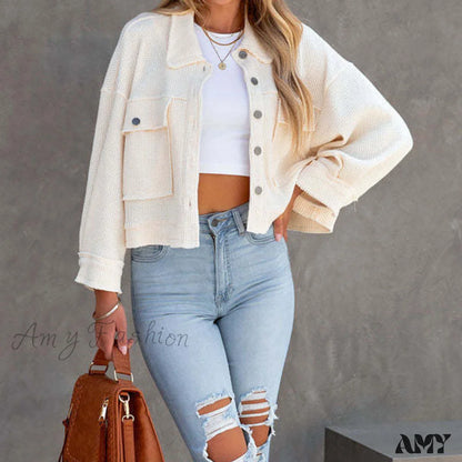 Amy Fashion - Simple Casual Mini Short Jacket