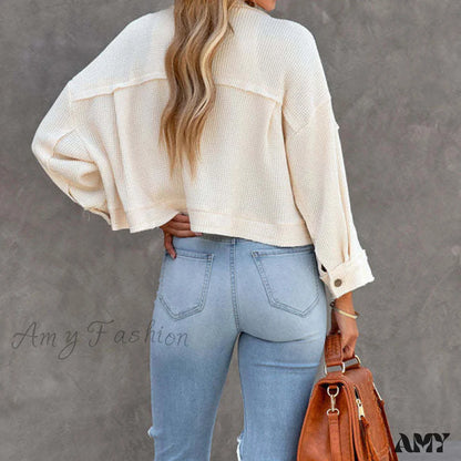 Amy Fashion - Simple Casual Mini Short Jacket