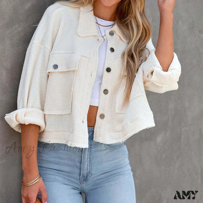 Amy Fashion - Simple Casual Mini Short Jacket