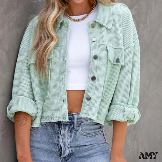 Amy Fashion - Simple Casual Mini Short Jacket