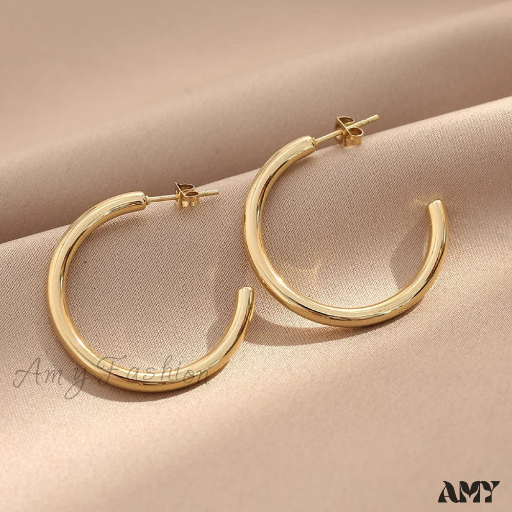 Amy Fashion - Simple Glossy Irregular Shape Stud Earrings