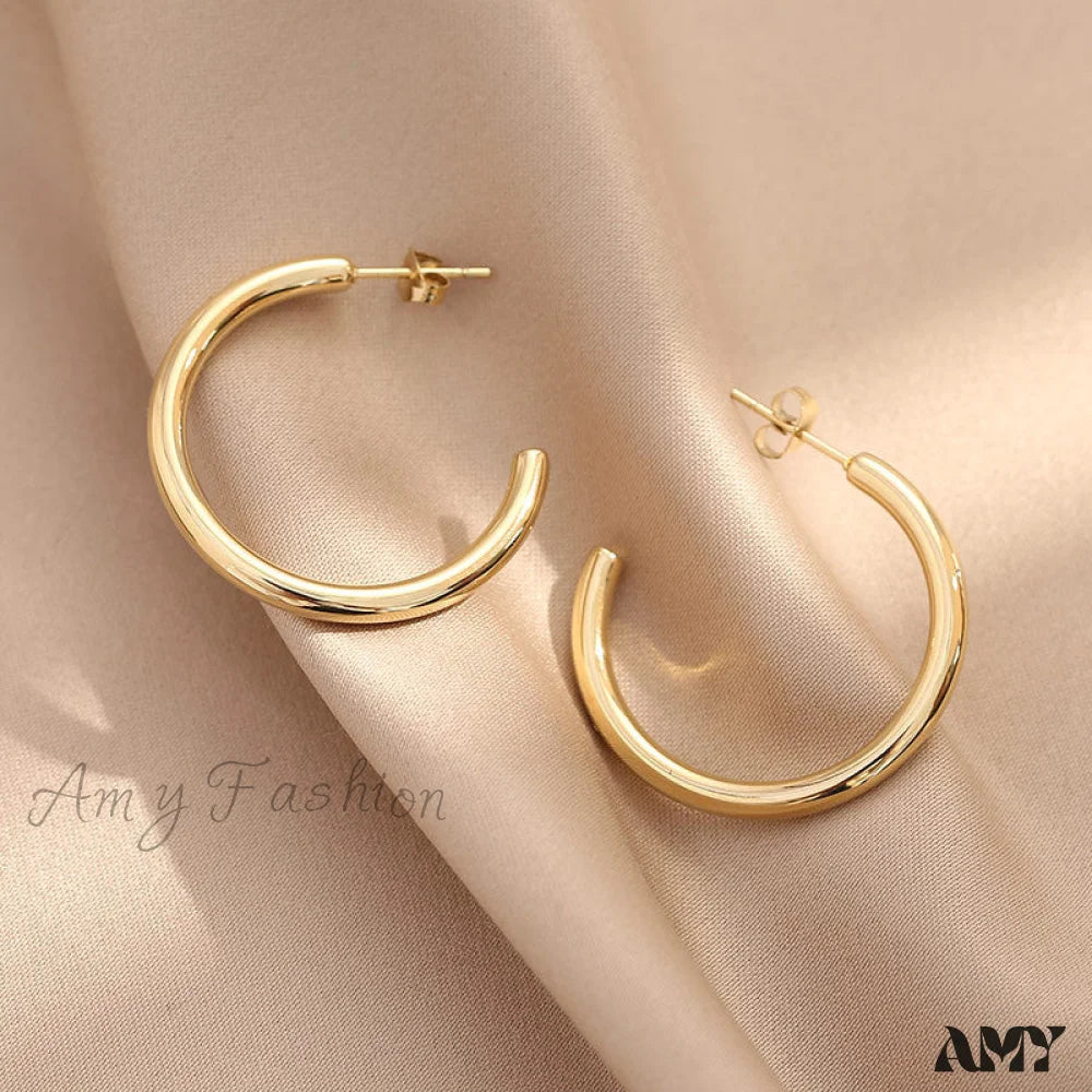 Amy Fashion - Simple Glossy Irregular Shape Stud Earrings