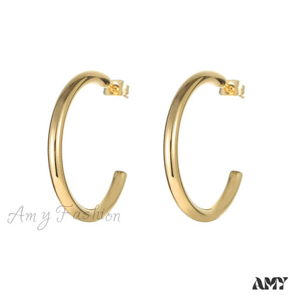 Amy Fashion - Simple Glossy Irregular Shape Stud Earrings