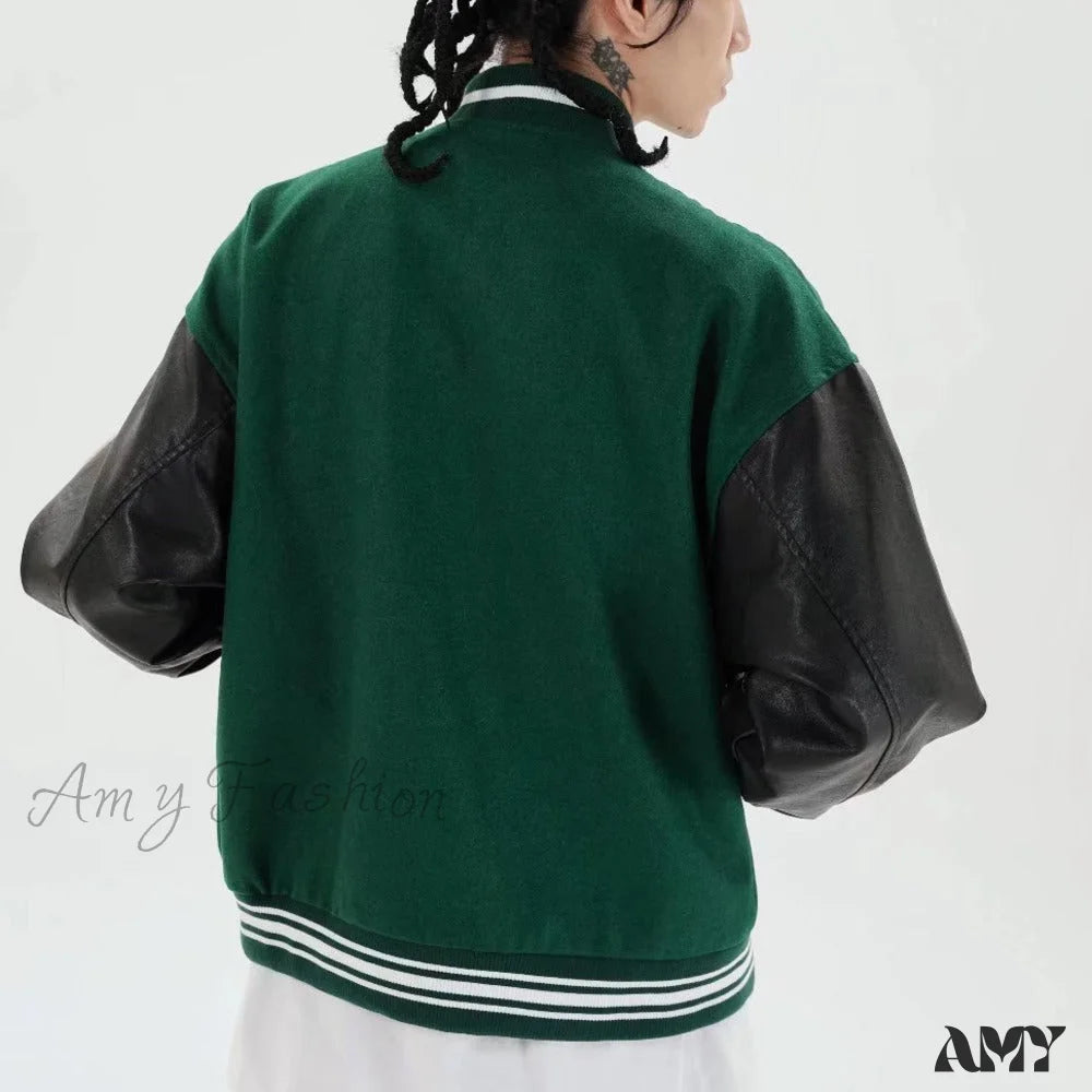 Amy Fashion - Simple Unisex Baseball Colleage Jacket