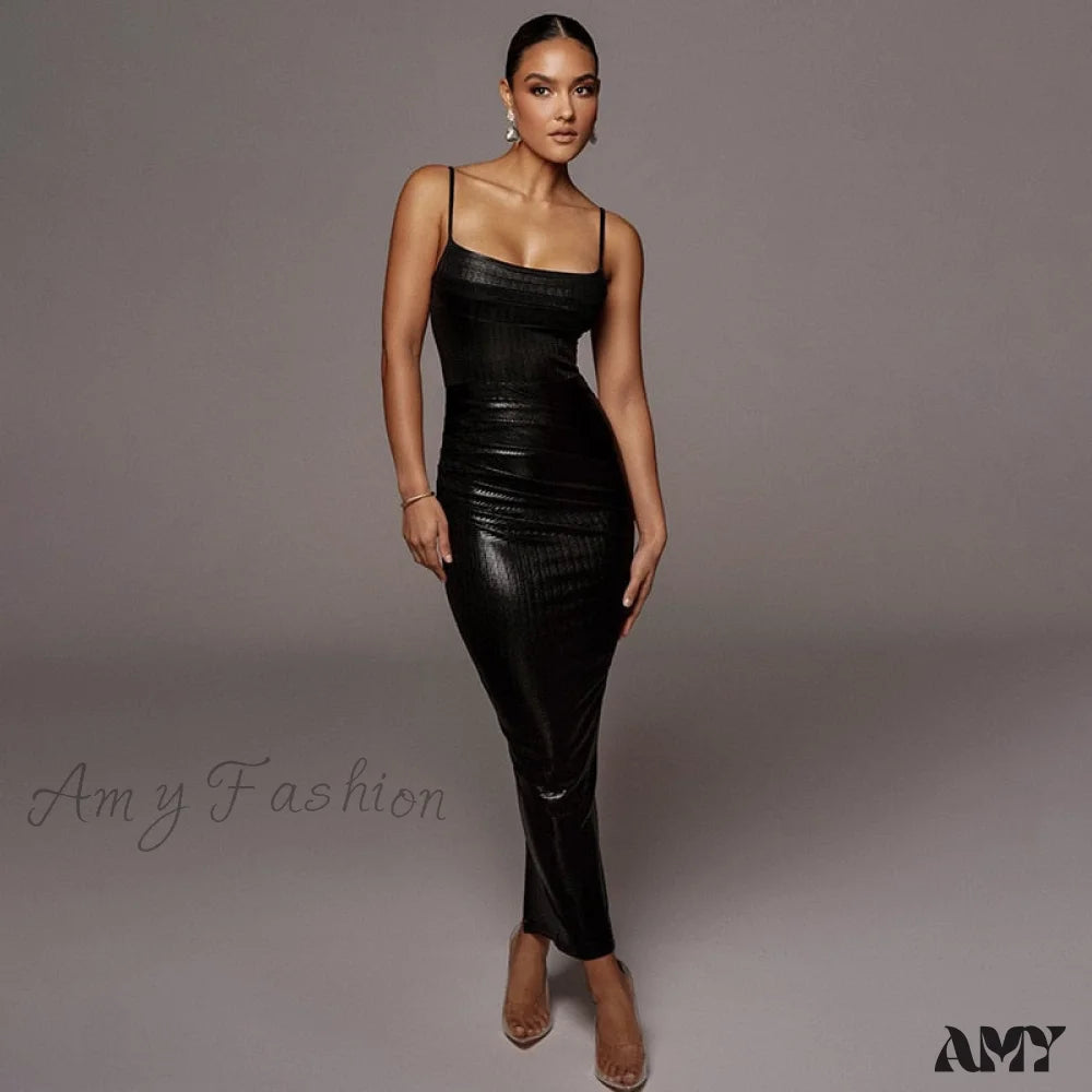 Amy Fashion - Sleeveless Backless Bodycon Club Party Long Dress