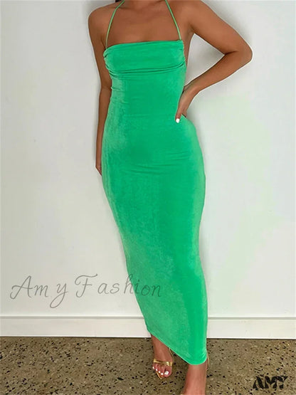 Amy Fashion - Sleeveless Backless Drawstring Hollow Out Sexy Split Summer Women Party Y2K Beach