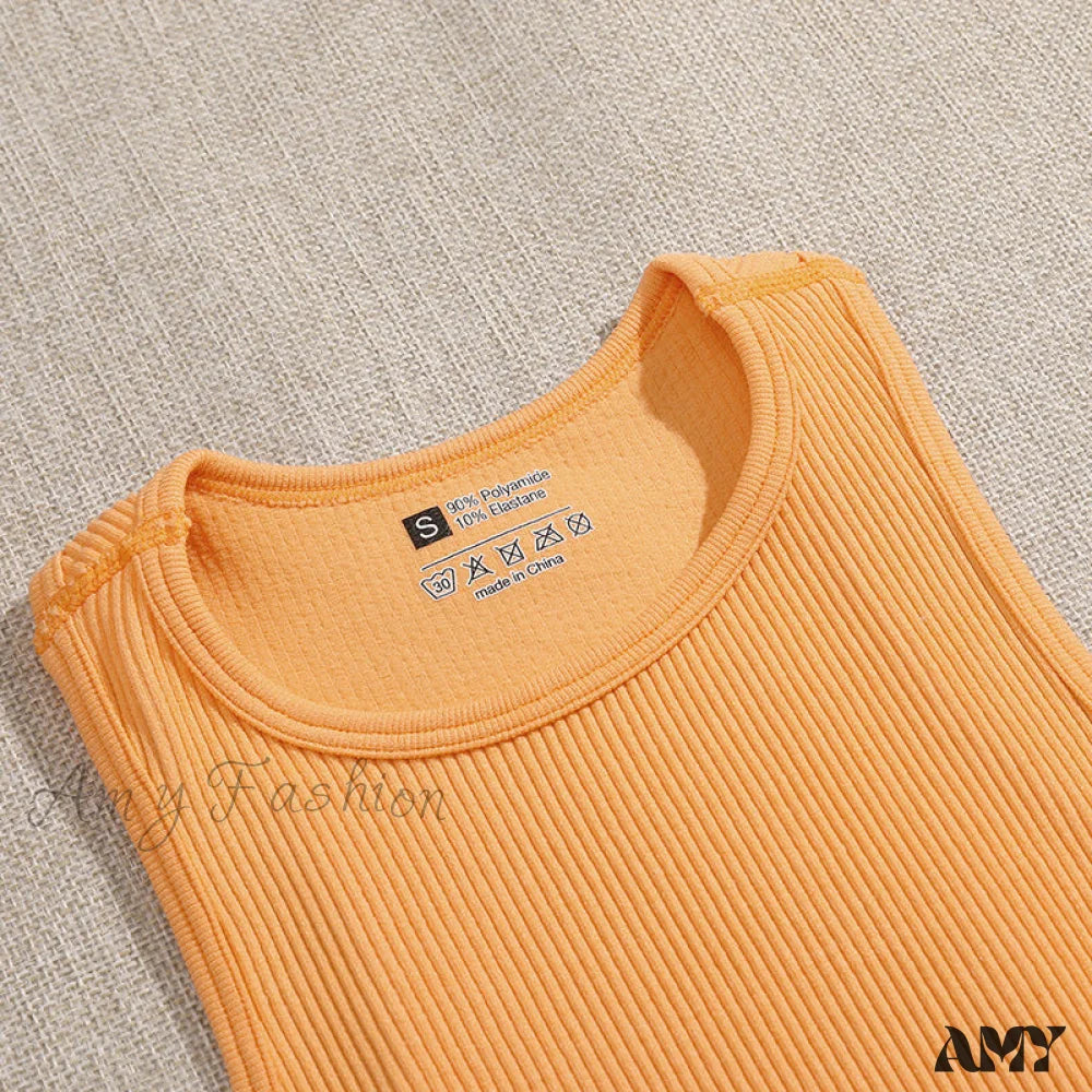 Amy Fashion - Solid Basic Seamless Streetwear Tank Tops