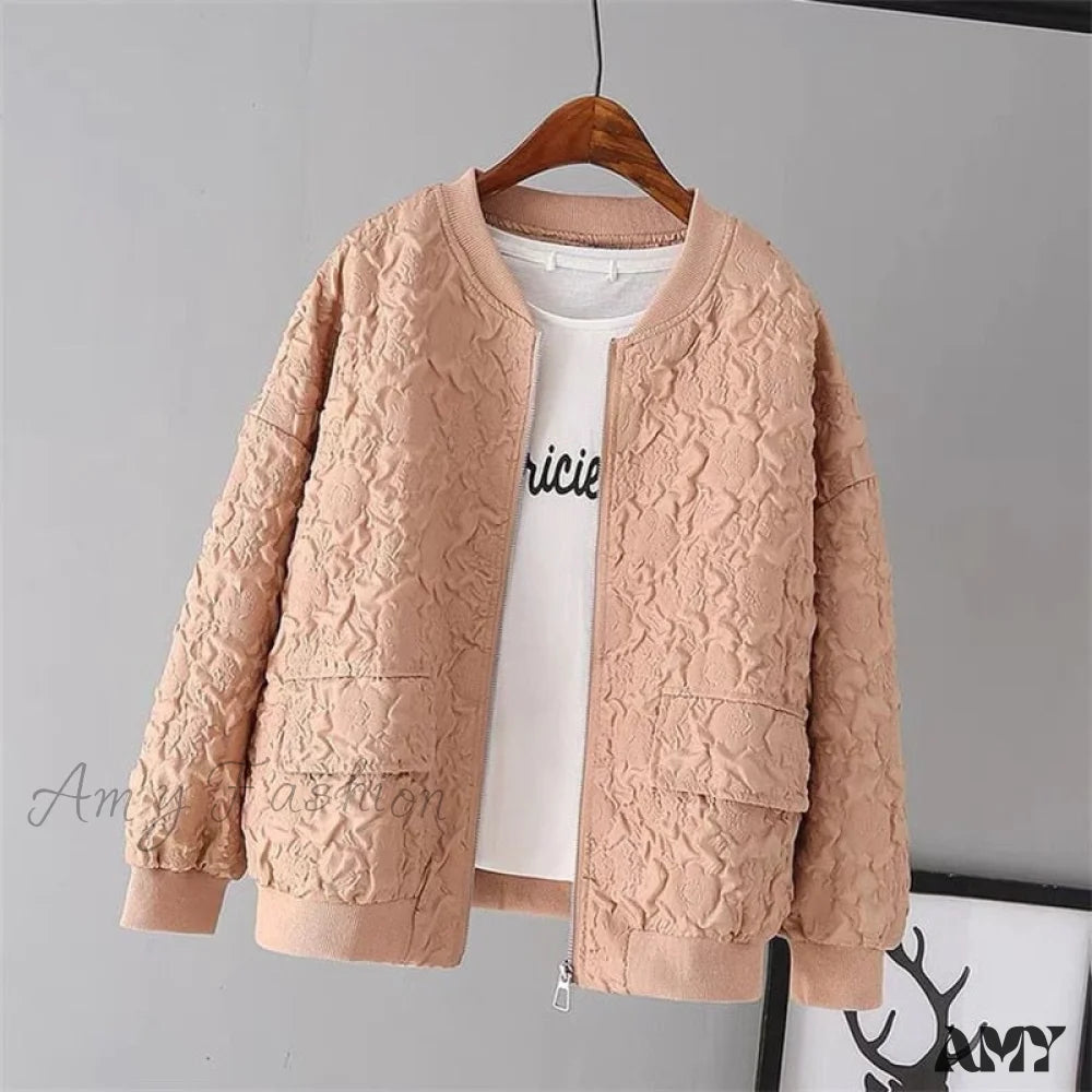 Amy Fashion - Solid Color Ladies Short Baseball Jacket