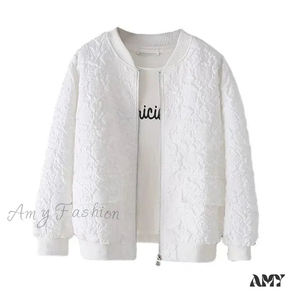 Amy Fashion - Solid Color Ladies Short Baseball Jacket