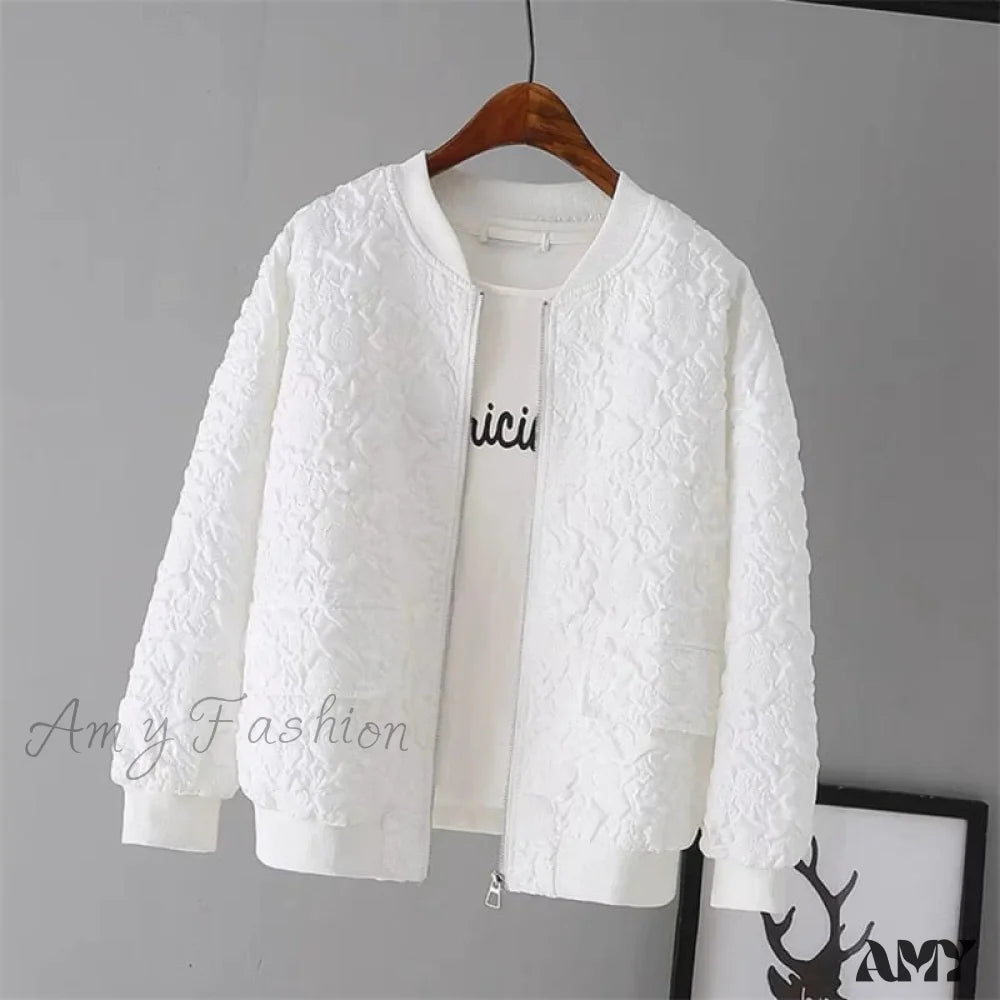 Amy Fashion - Solid Color Ladies Short Baseball Jacket