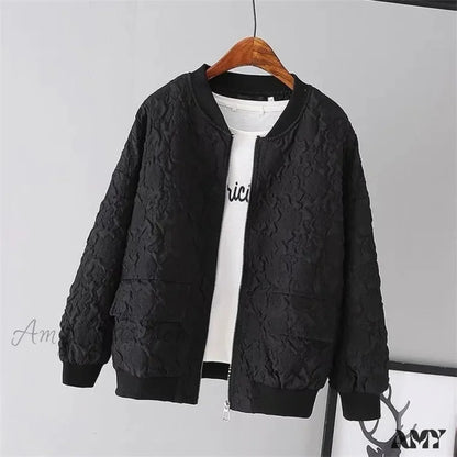 Amy Fashion - Solid Color Ladies Short Baseball Jacket