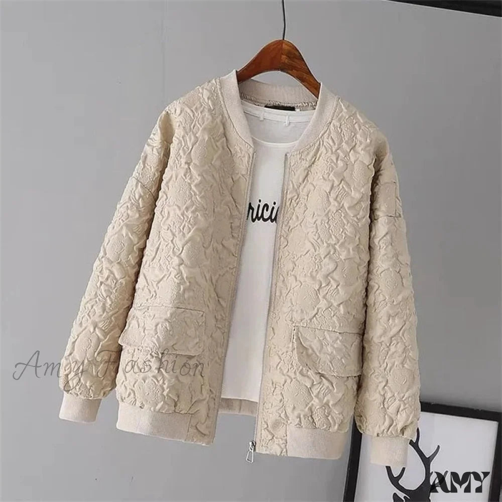 Amy Fashion - Solid Color Ladies Short Baseball Jacket