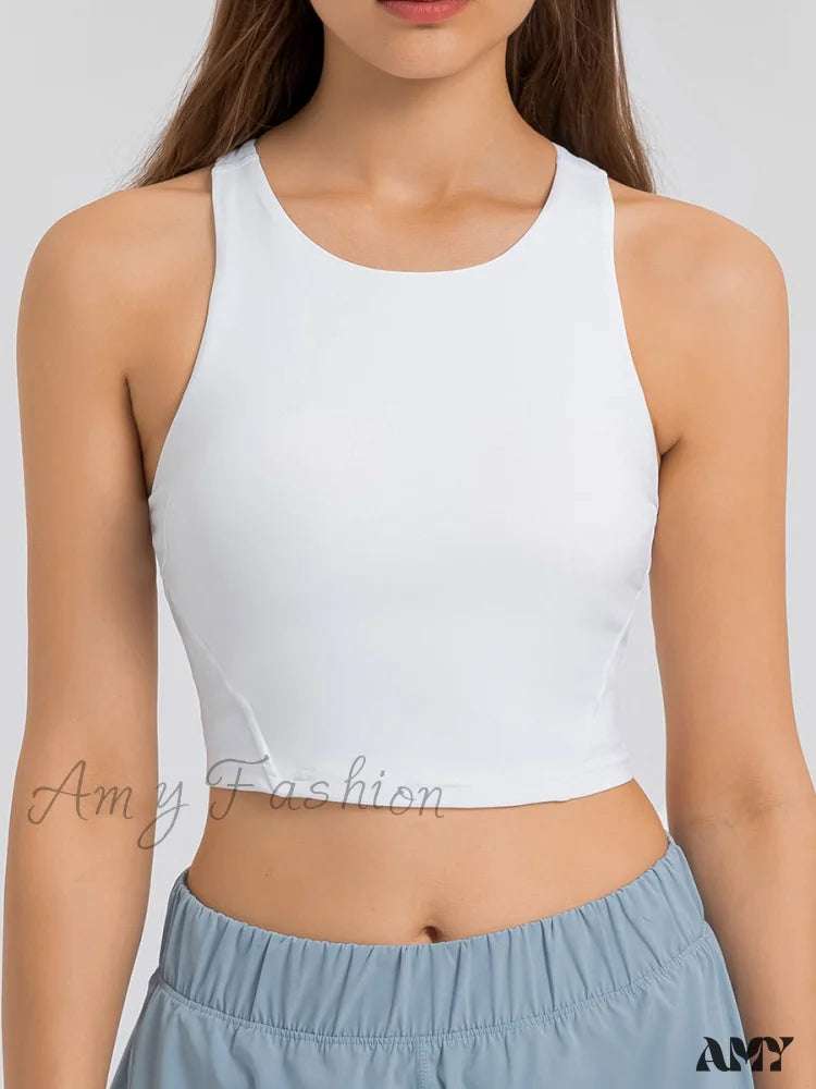 Amy Fashion - Solid Color Simpel Tank Top White / Xs