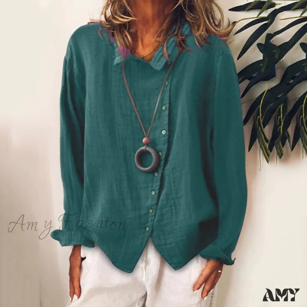 Amy Fashion - Solid Color Temperament Blouse