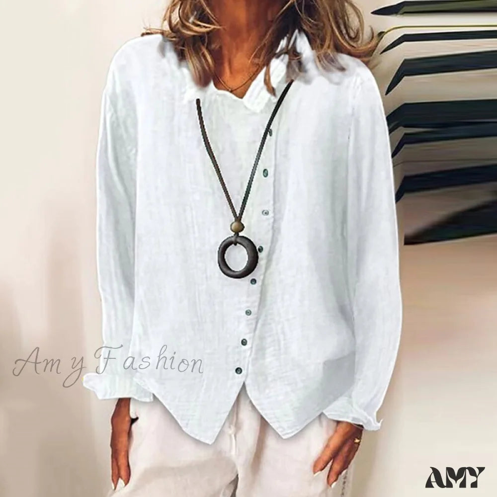 Amy Fashion - Solid Color Temperament Blouse