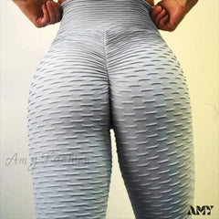 Amy Fashion - Sport Fitness High Waist Sexy Legging Gray / Xs