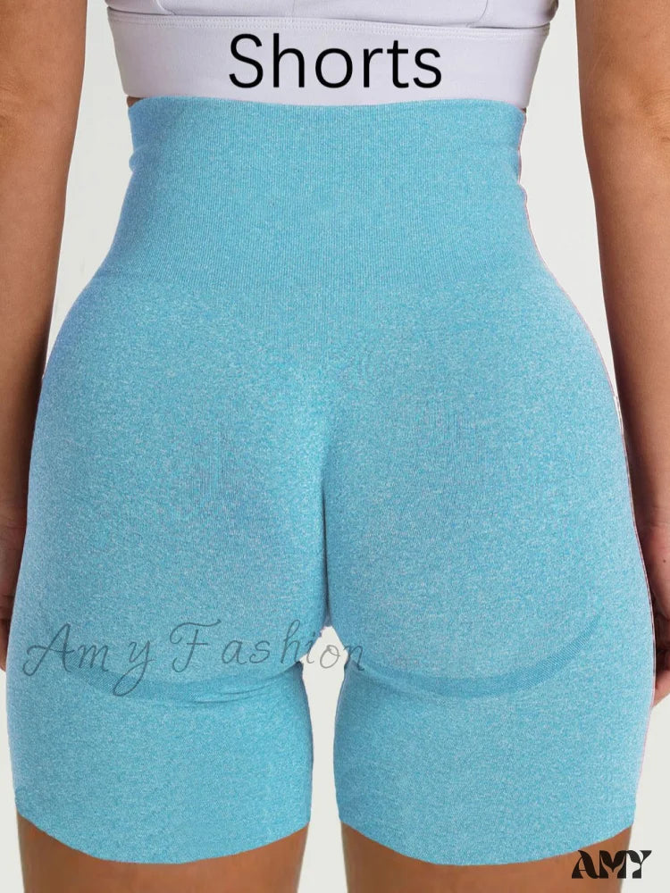 Amy Fashion - Sport Slim Shorts Seamless Leggings Blue 1 / S