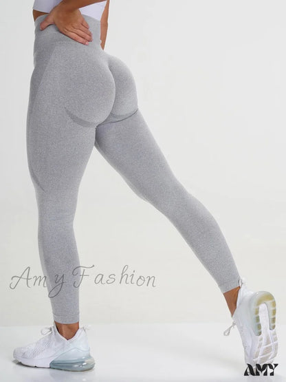 Amy Fashion - Sport Slim Shorts Seamless Leggings Gray 2 / S