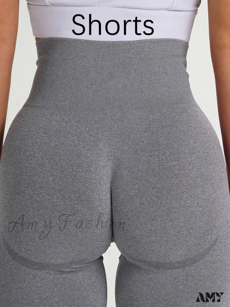 Amy Fashion - Sport Slim Shorts Seamless Leggings Gray / S