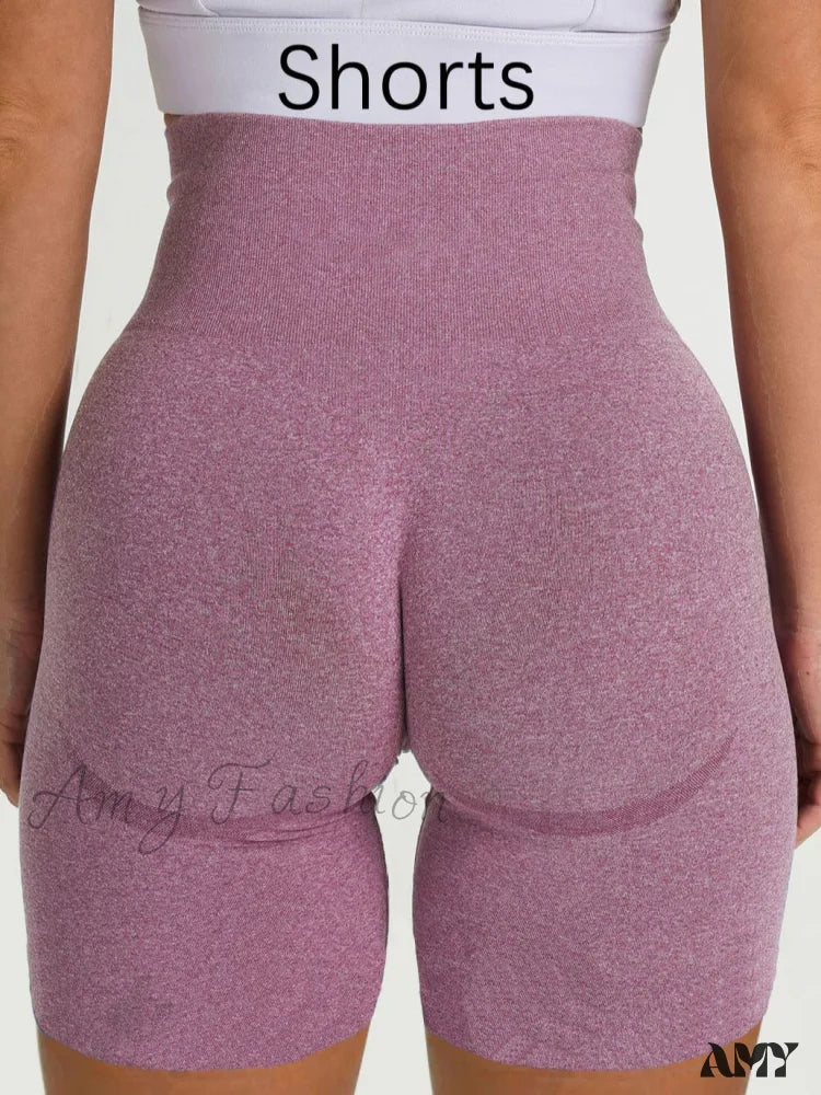 Amy Fashion - Sport Slim Shorts Seamless Leggings Pink 1 / S