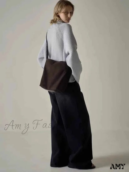 Amy Fashion - Spring Fall New High-Waisted Wide-Leg High Quality Long Baggy Y2K Jean